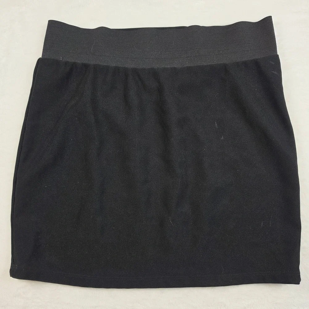Twenty One Mini Skirt Womens L Black Excellent Elastic Waist Bodycon‎ Stretch